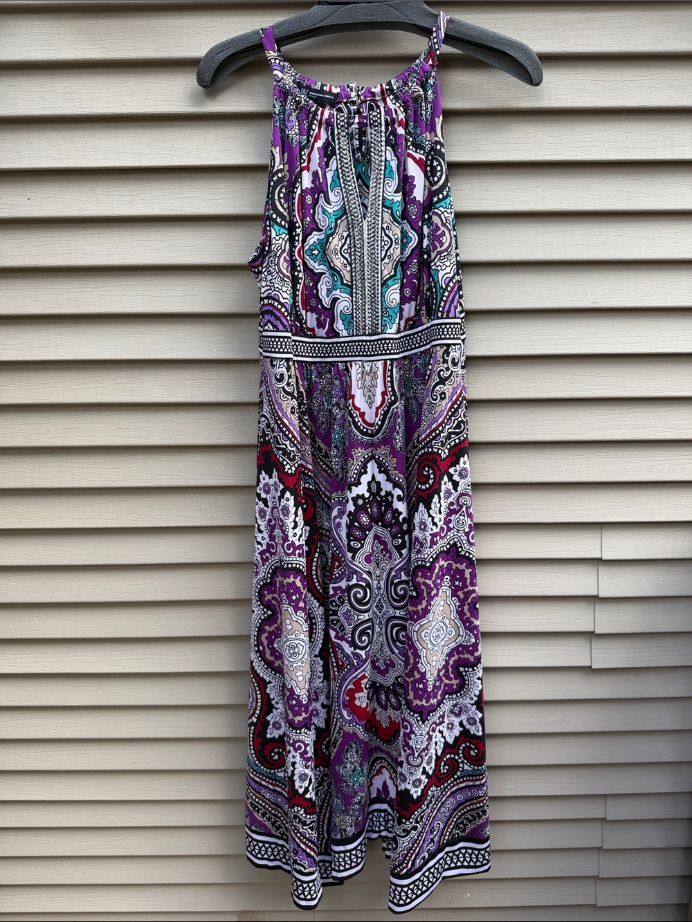INC International Concepts Purple Paisley Halter Dress Size M